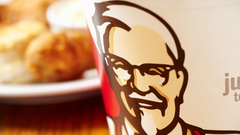 A bucket of fried chicken from KFC