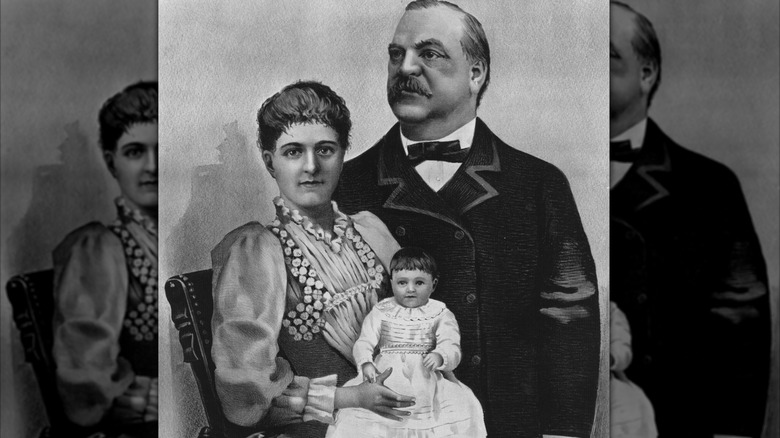 President Grover Cleveland with wife and daughter, Ruth