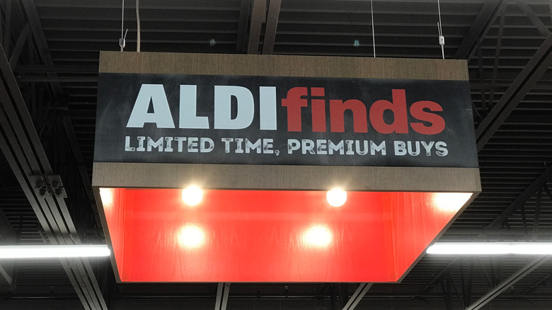 Aldi finds sign hanging from ceiling