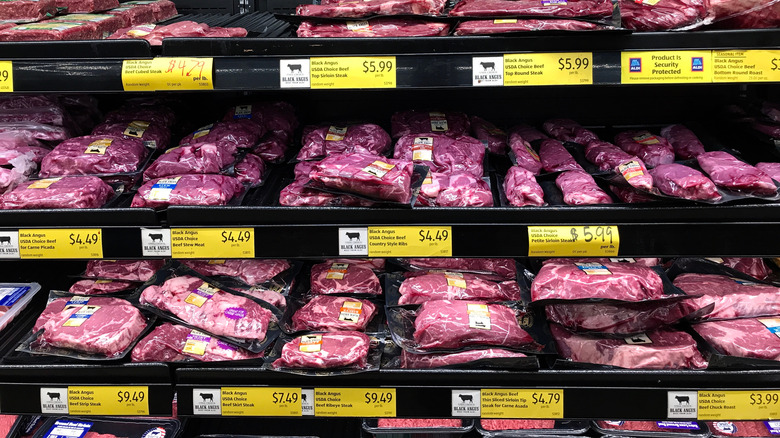 Fresh meat section at an Aldi store