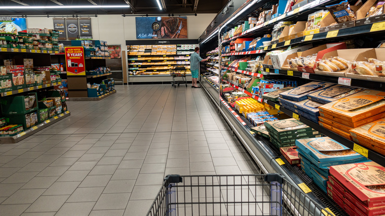 Cart view of an Aldi store