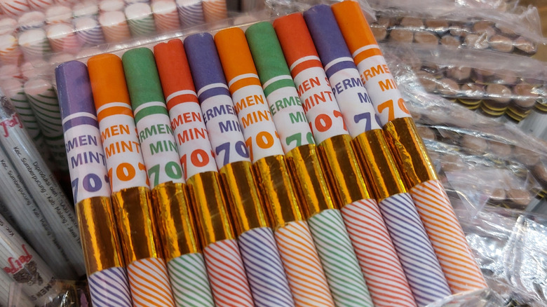 A pack of colorful candy cigarettes