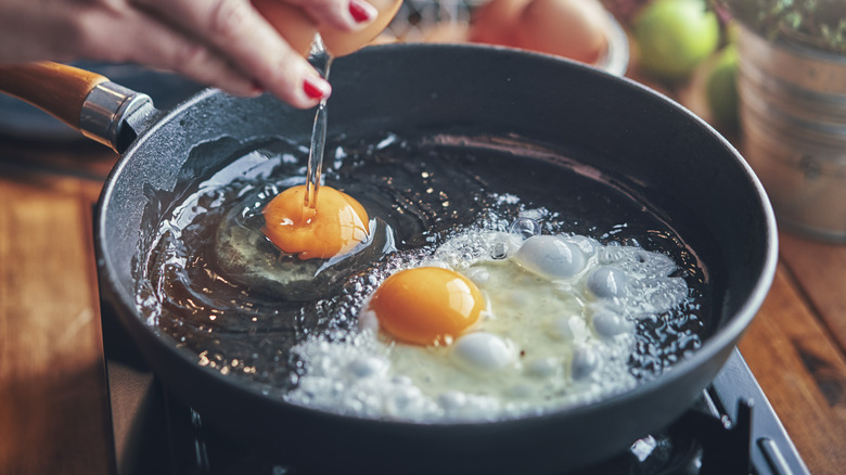 eggs in frying pan