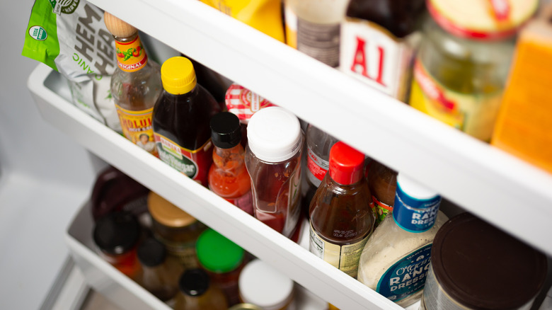 refrigerator condiments in door