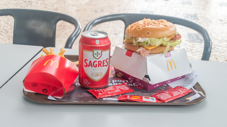 McDonald's in Portugal with can of beer