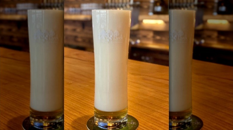 Mlíko beer glasses on the bar at an American brewery