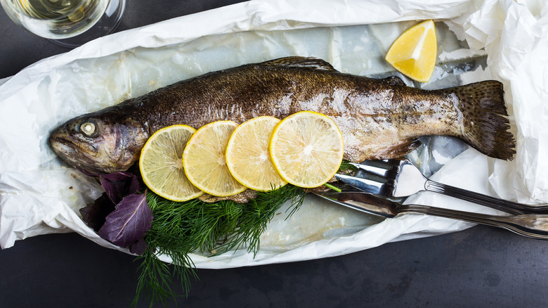 Whole trout with lemon