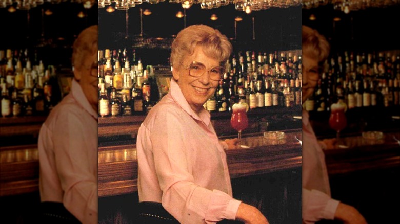 Ruth Fertel sits at the Ruth's Chris Steak House bar