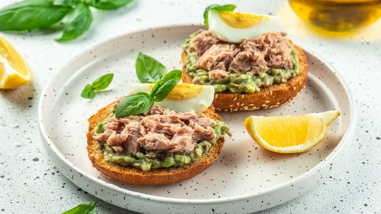 Open-faced tuna salad sandwich
