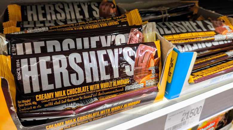 Hershey's chocolate bars in supermarket