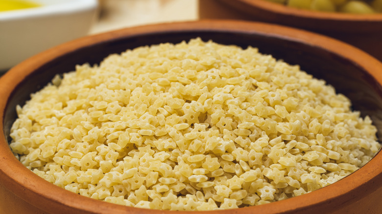 a bowl of uncooked pastina