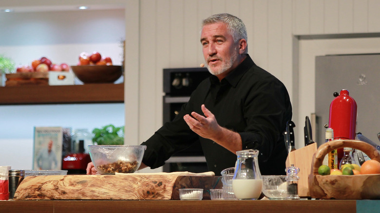 Paul Hollywood giving a cooking demonstration