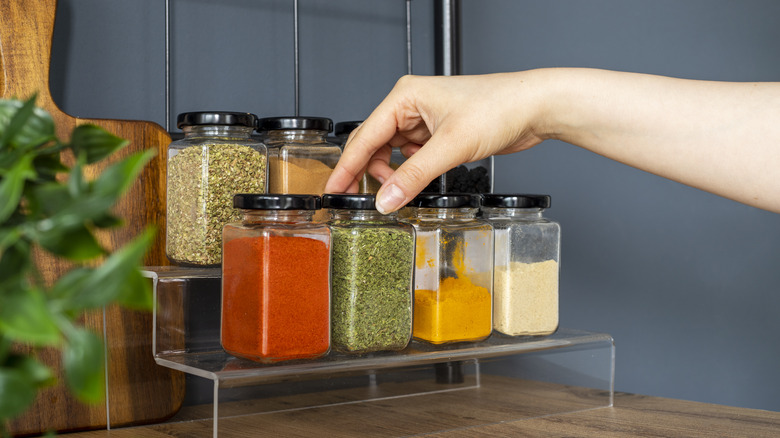 Shelves of various seasonings