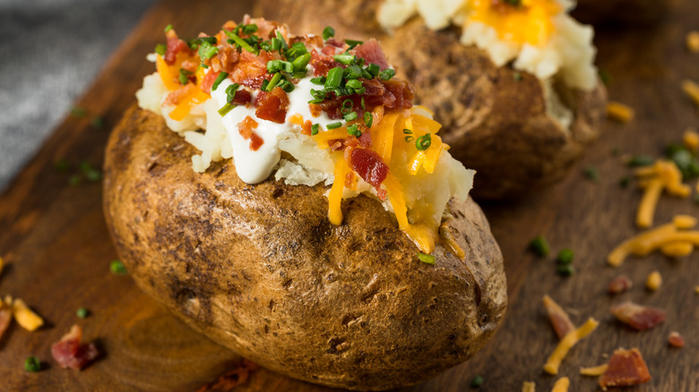 Baked potato loaded with toppings