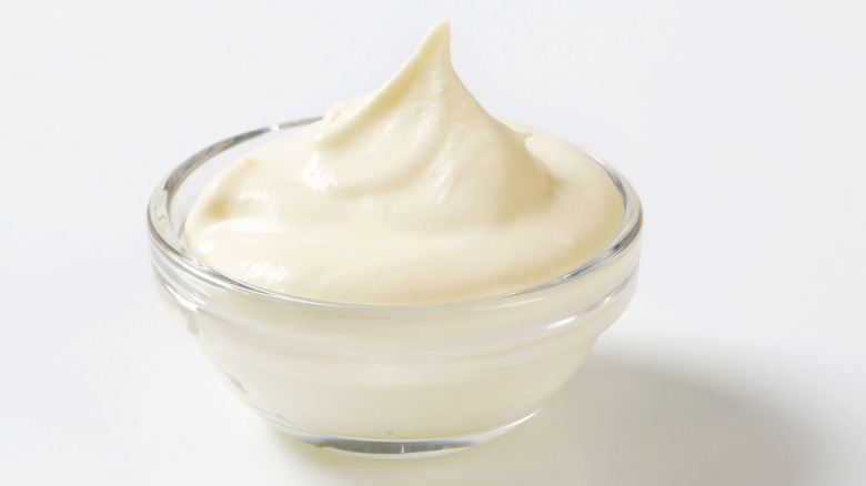 Dollop of mayo in a bowl