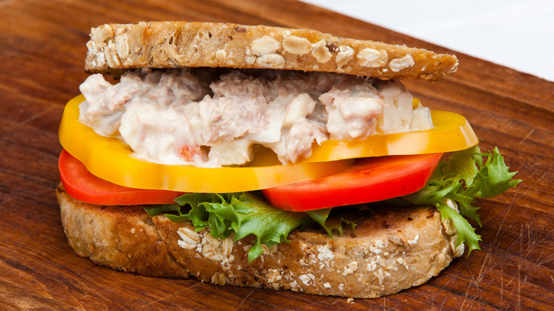 Tuna salad sandwich on multigrain bread