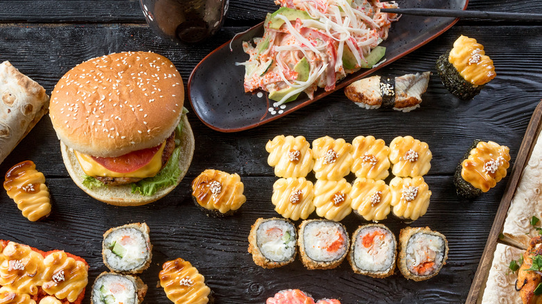 Burger and sushi