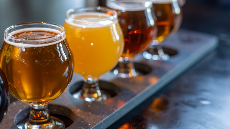 A flight of beer samplers