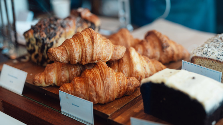 Croissants on display