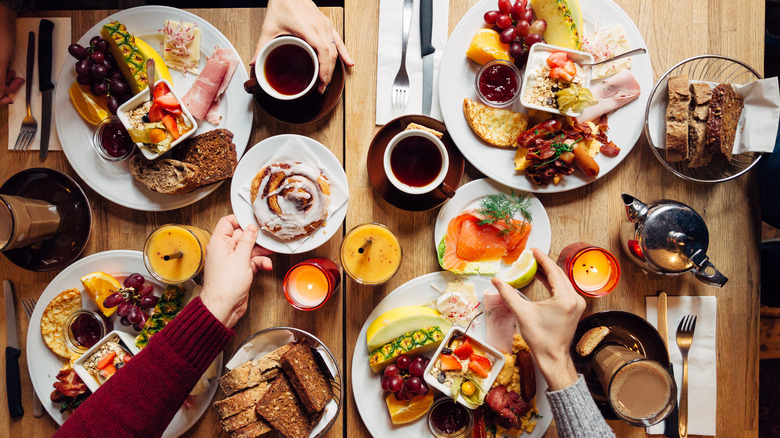 Large Scandinavian breakfast spread