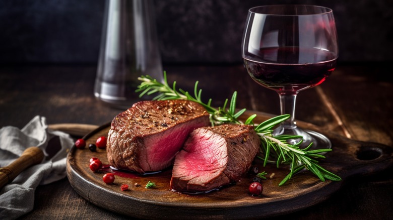 steak with red wine