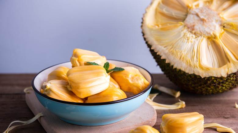 Blue bowl of jackfruit