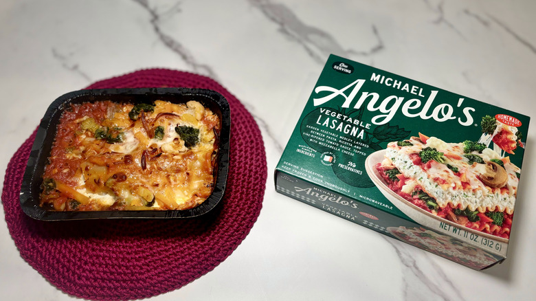 Container and box of Michael Angelo's Vegetable Lasagna