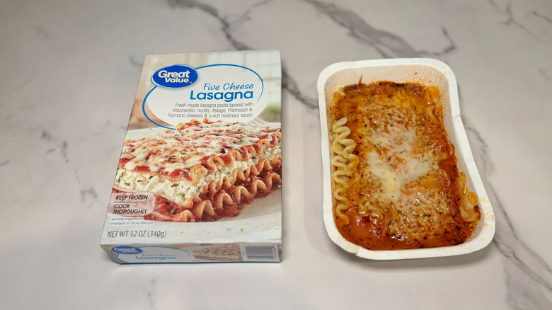 Box and container of Great Value Lasagna Pasta