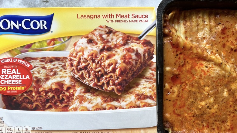 Box and container of On-Cor lasagna