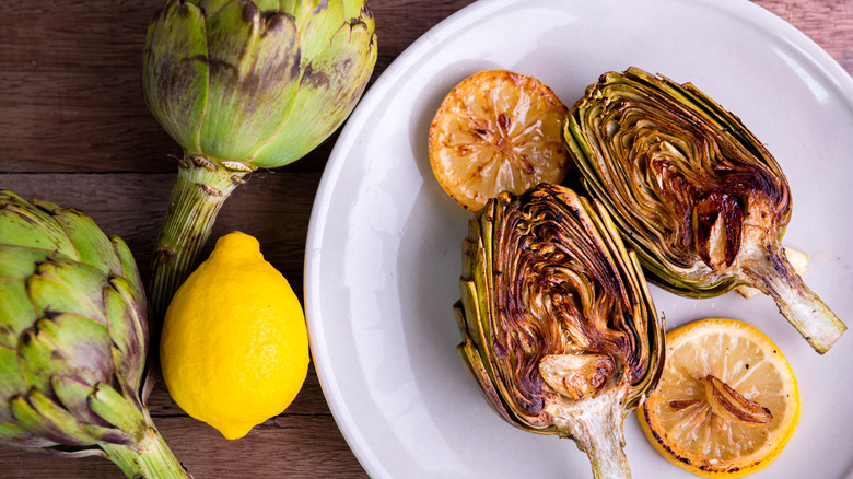 Cooked and uncooked artichokes