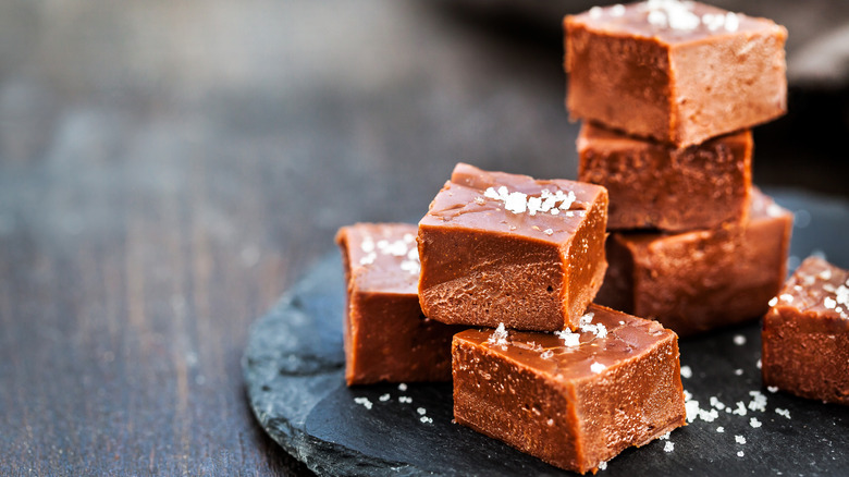 fudge on stone plate