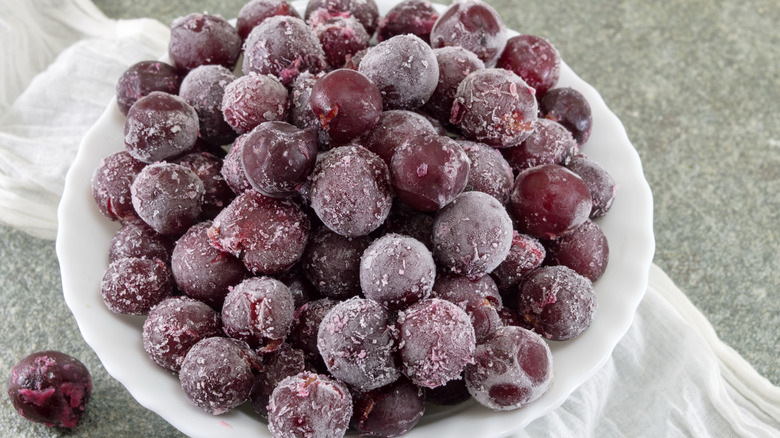 grape popsicles on plate