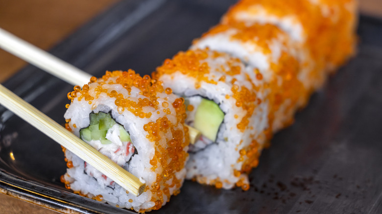 A plate of California rolls