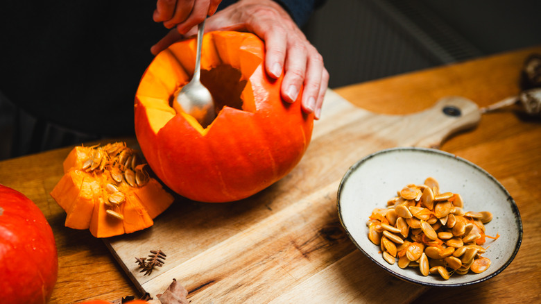 Pumpkin seeds with pumpkin