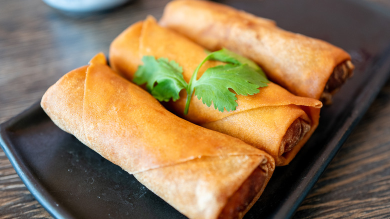 Spring rolls on plate