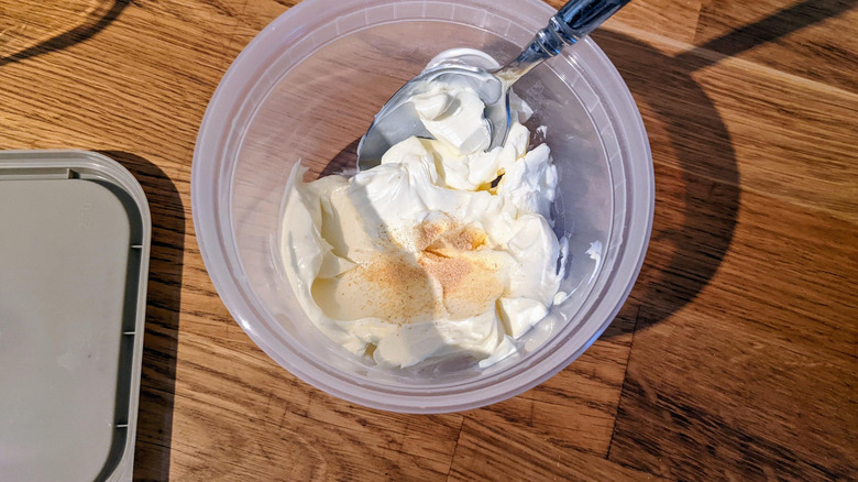 bowl of margarine and garlic powder