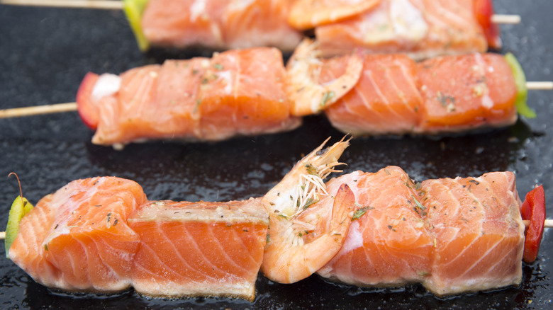 Salmon kabobs on the grill